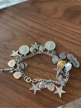 Beta Sigma Phi Sorority Charm Bracelet, silver heart star charms,1980-1990’s